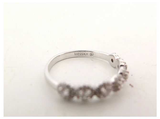 ANILLO MESSIKA T55 ORO BLANCO 18K 2.7GR ALIANZA ENGASTADA CON 7 DIAMANTES 0.47CT - vista 6