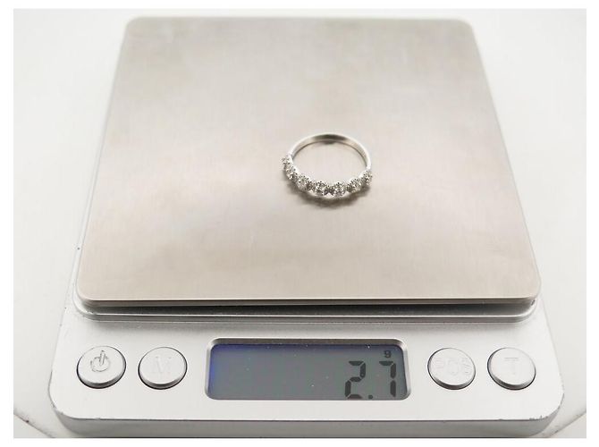 ANILLO MESSIKA T55 ORO BLANCO 18K 2.7GR ALIANZA ENGASTADA CON 7 DIAMANTES 0.47CT - vista 8