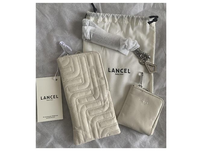 Lancel Midi-Minuit Bolsa para Telefone em Couro Acolchoado Branco - vista 2
