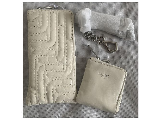 Lancel Midi-Minuit Bolsa para Telefone em Couro Acolchoado Branco - vista 7