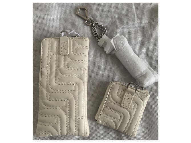 Lancel Midi-Minuit Bolsa para Telefone em Couro Acolchoado Branco - vista 8