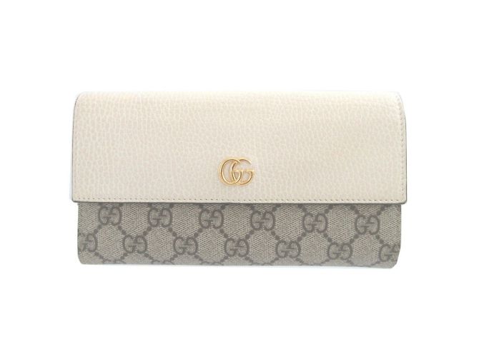 Gucci GG Canvas Leder Langbörse Beige Roh - Ansicht 2