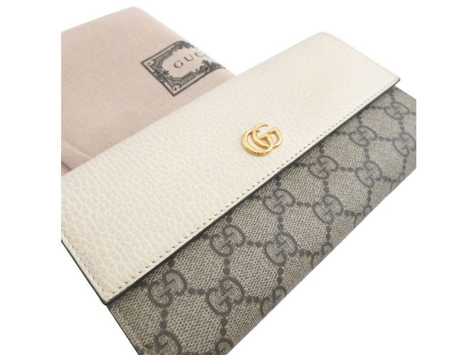 Gucci GG Canvas Leder Langbörse Beige Roh - Ansicht 3