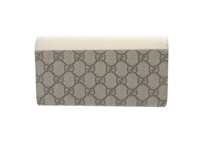 Gucci GG Canvas Leder Langbörse Beige Roh - Ansicht 4