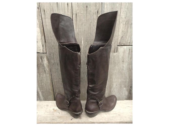 Autre Marque Botas Fru.it de cuero marrón oscuro - vista 3