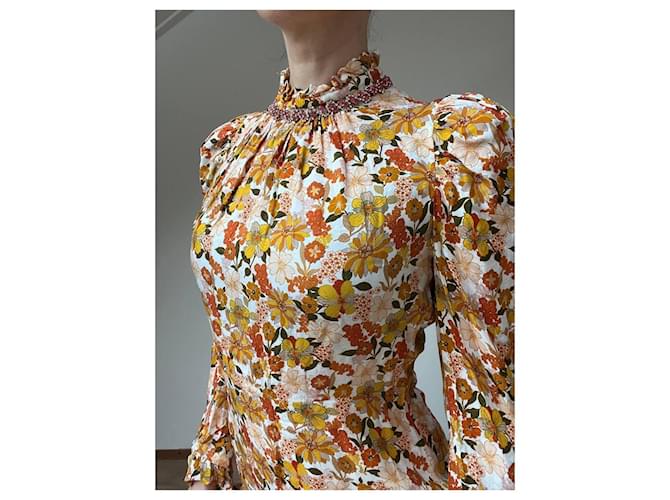 Sandro Kleid Orange Viscose Mehrfarben - Ansicht 2