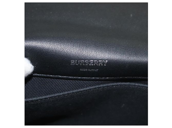 Borsa a spalla in pelle con paillettes Burberry argento Auth BA1535 - vista 11