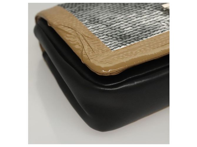 Borsa a spalla in pelle con paillettes Burberry argento Auth BA1535 - vista 14