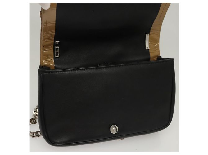 Borsa a spalla in pelle con paillettes Burberry argento Auth BA1535 - vista 19