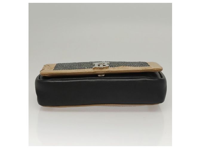 Borsa a spalla in pelle con paillettes Burberry argento Auth BA1535 - vista 5