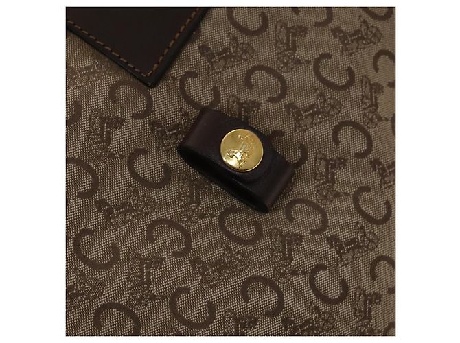 Céline CELINE C saluki Boston Bag Tela Beige Oro Auth KD400 D'oro - vista 17