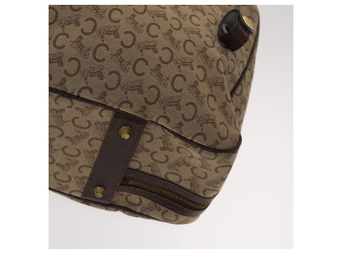 Céline CELINE C saluki Boston Bag Tela Beige Oro Auth KD400 D'oro - vista 9