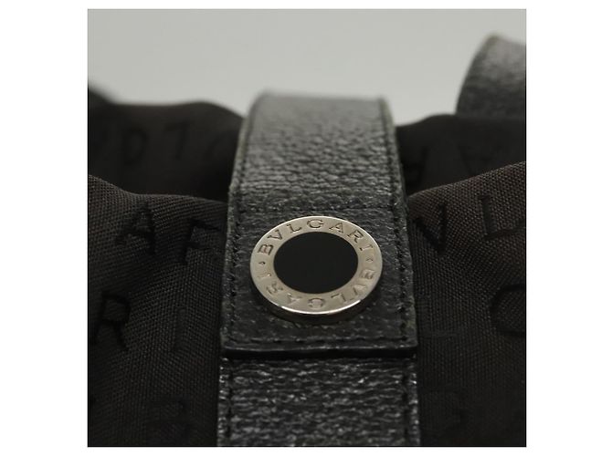 Bulgari Borsa a spalla BVLGARI Logo mania in nylon nero e argento Auth bs24412 - vista 10