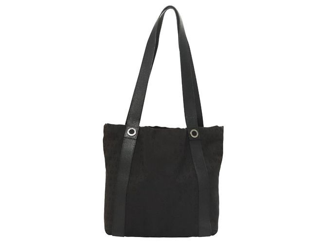 Bulgari Borsa a spalla BVLGARI Logo mania in nylon nero e argento Auth bs24412 - vista 13
