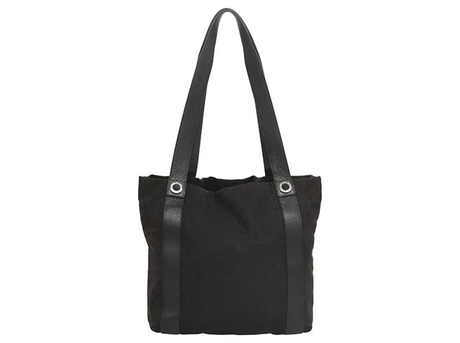Bulgari Borsa a spalla BVLGARI Logo mania in nylon nero e argento Auth bs24412 - vista 2