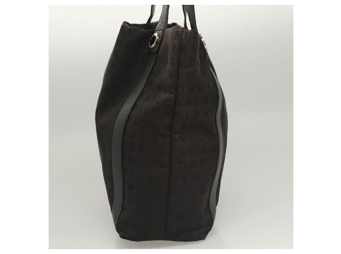 Bulgari Borsa a spalla BVLGARI Logo mania in nylon nero e argento Auth bs24412 - vista 3