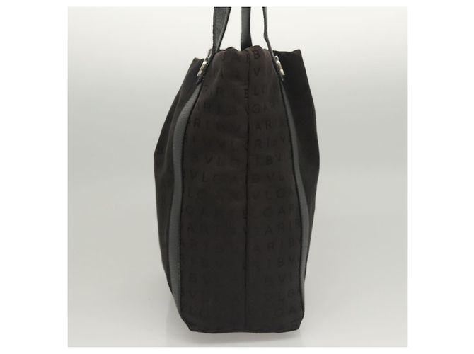 Bulgari Borsa a spalla BVLGARI Logo mania in nylon nero e argento Auth bs24412 - vista 4