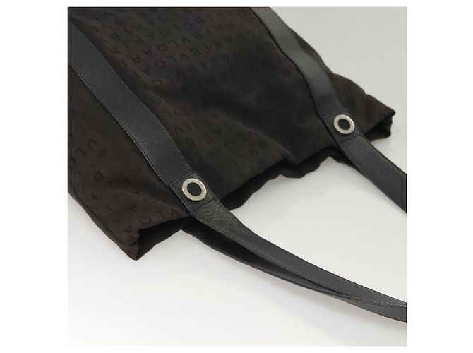 Bulgari Borsa a spalla BVLGARI Logo mania in nylon nero e argento Auth bs24412 - vista 6