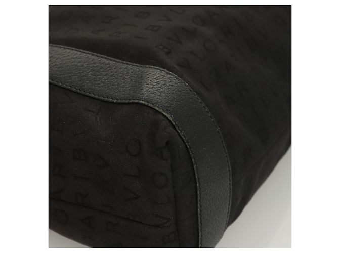 Bulgari Borsa a spalla BVLGARI Logo mania in nylon nero e argento Auth bs24412 - vista 9