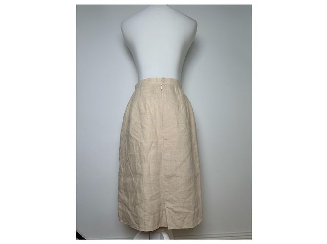 Jupe en lin vintage Courreges beige - vue 3