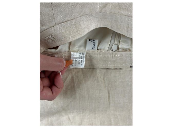 Jupe en lin vintage Courreges beige - vue 4