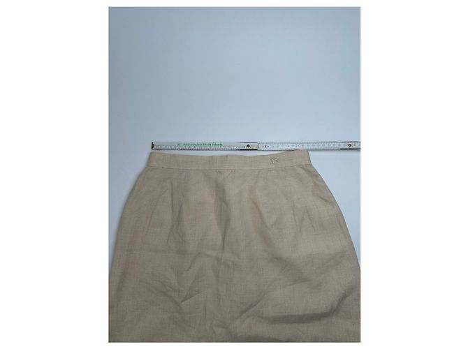 Jupe en lin vintage Courreges beige - vue 6