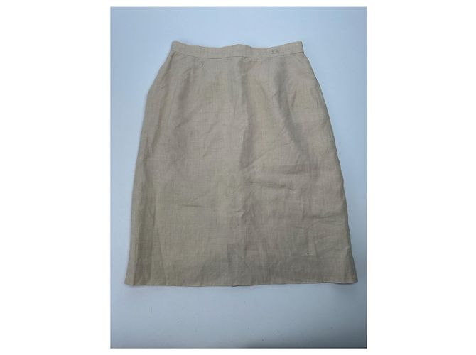 Jupe en lin vintage Courreges beige - vue 8