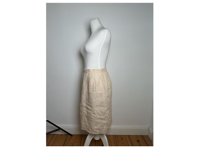Jupe en lin vintage Courreges beige - vue 9