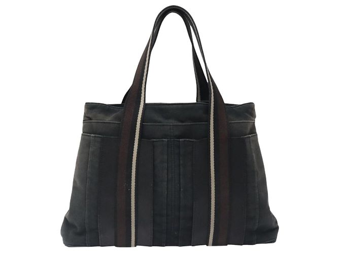 Troca Hermès HERMES Borsa Tote Orizzontale MM Canvas Nera Auth bs24178 Nero - vista 2