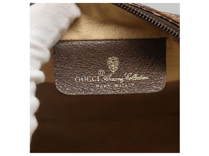 GUCCI GG Supreme Web Sherry Line Bag PVC Beige Gold 56 02 087 Auth ar13365 Golden - view 16