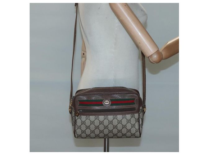 GUCCI GG Supreme Web Sherry Line Bag PVC Beige Gold 56 02 087 Auth ar13365 Golden - view 22