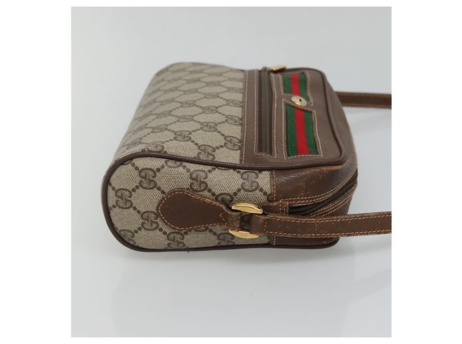 GUCCI GG Supreme Web Sherry Line Bag PVC Beige Gold 56 02 087 Auth ar13365 Golden - view 4