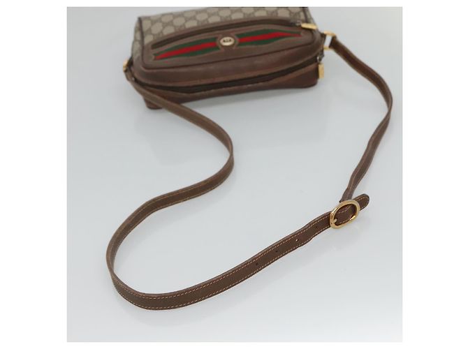 GUCCI GG Supreme Web Sherry Line Bag PVC Beige Gold 56 02 087 Auth ar13365 Golden - view 7