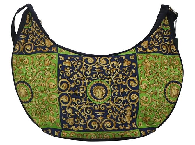 Borsa a Spalla in Tela Verde Auth 118063 VERSACE - vista 13