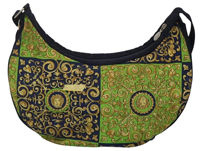 Borsa a Spalla in Tela Verde Auth 118063 VERSACE - vista 2