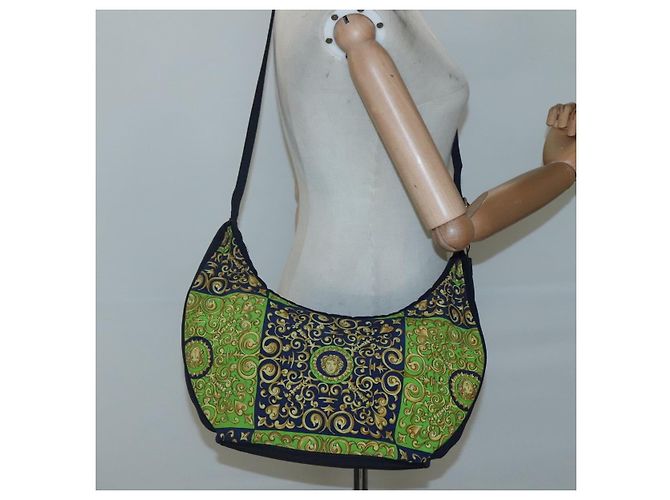 Borsa a Spalla in Tela Verde Auth 118063 VERSACE - vista 21