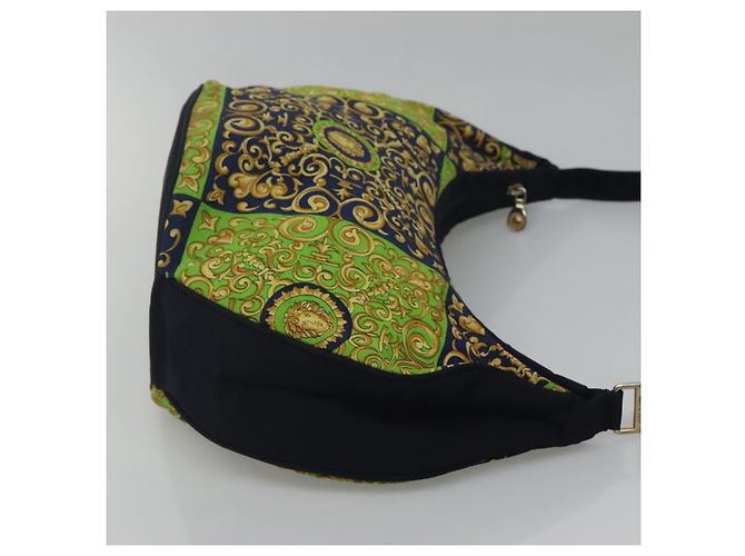 Borsa a Spalla in Tela Verde Auth 118063 VERSACE - vista 4