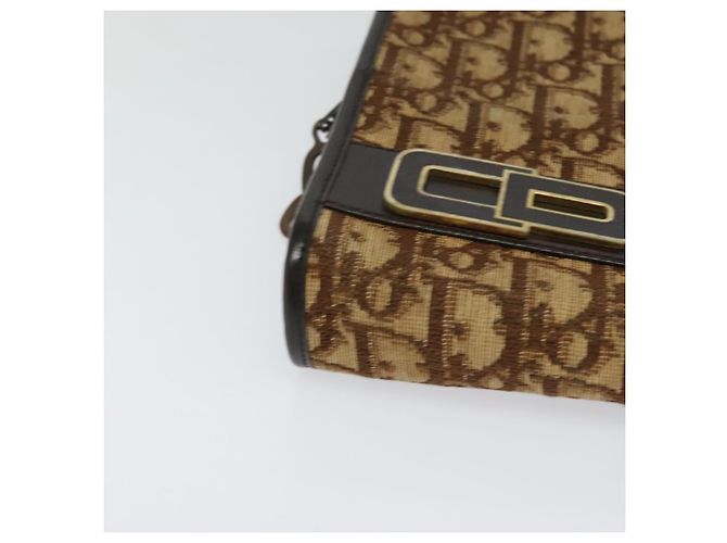 Borsa a spalla in tela Trotter Christian Dior marrone oro Auth BA1136 D'oro - vista 10