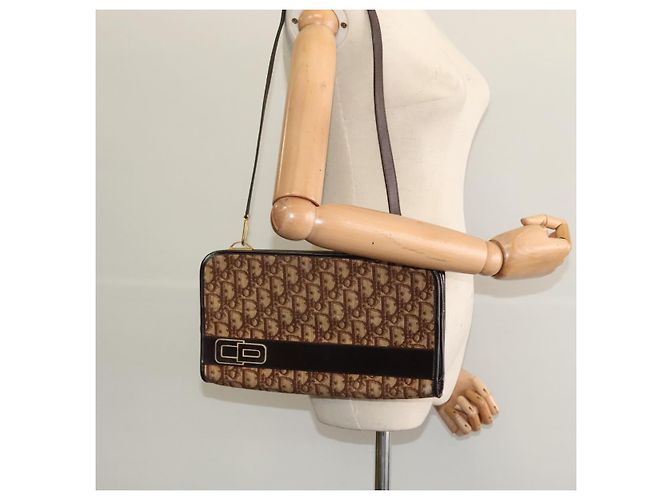 Borsa a spalla in tela Trotter Christian Dior marrone oro Auth BA1136 D'oro - vista 21
