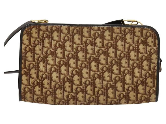 Borsa a spalla in tela Trotter Christian Dior marrone oro Auth BA1136 D'oro - vista 3