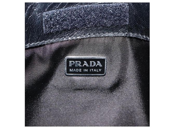 Borsa a spalla PRADA in nylon nero argento autentica bs24328 - vista 18