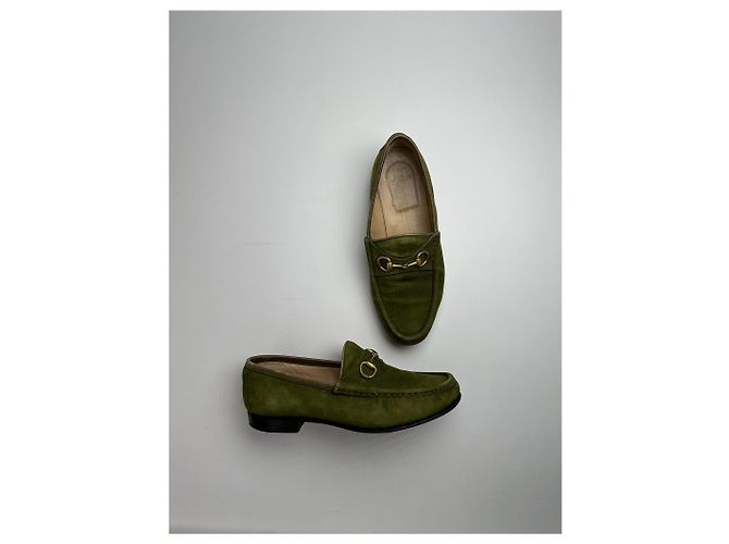 Mocassini in suede vintage Gucci verdi Verde - vista 2