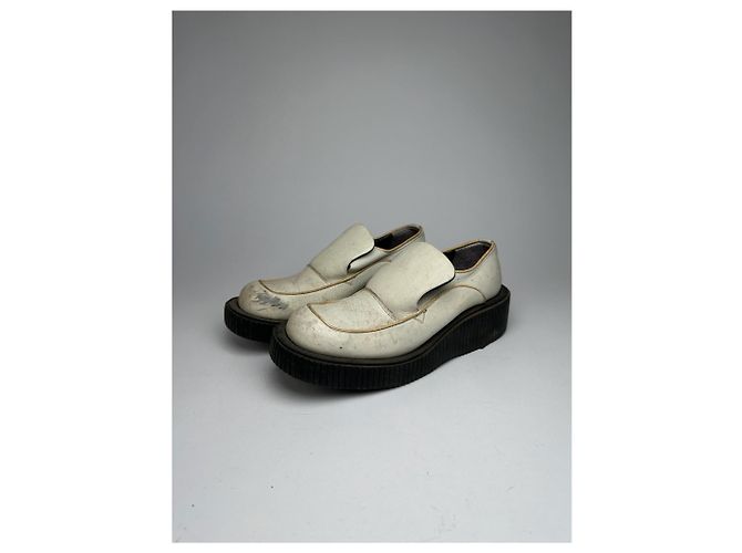 Sneaker in pelle vintage Jean Paul Gaultier nero e bianco - vista 2