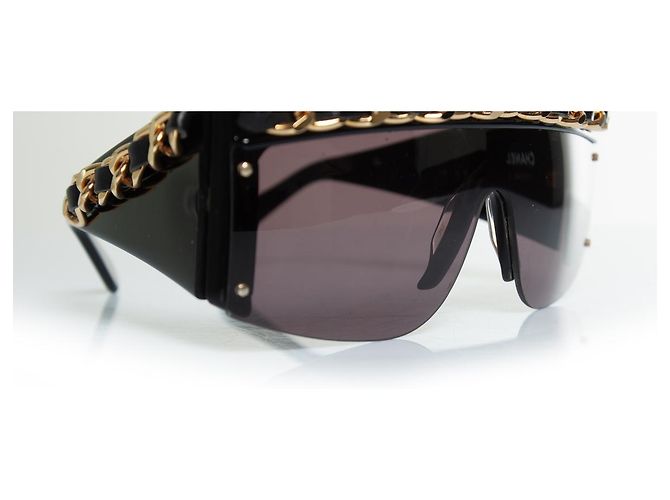 Chanel, occhiali da sole vintage con catena nera Nero - vista 8
