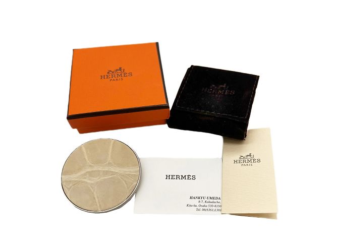 Spilla in pelle bianca e argento di Hermès Bianco - vista 5