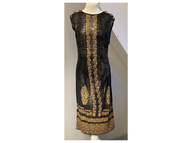 Chanel Strickkleid Maxilänge Metallisch Schwarz Gold Golden - Ansicht 10
