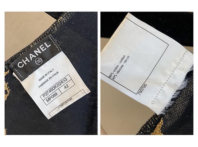 Chanel Strickkleid Maxilänge Metallisch Schwarz Gold Golden - Ansicht 11