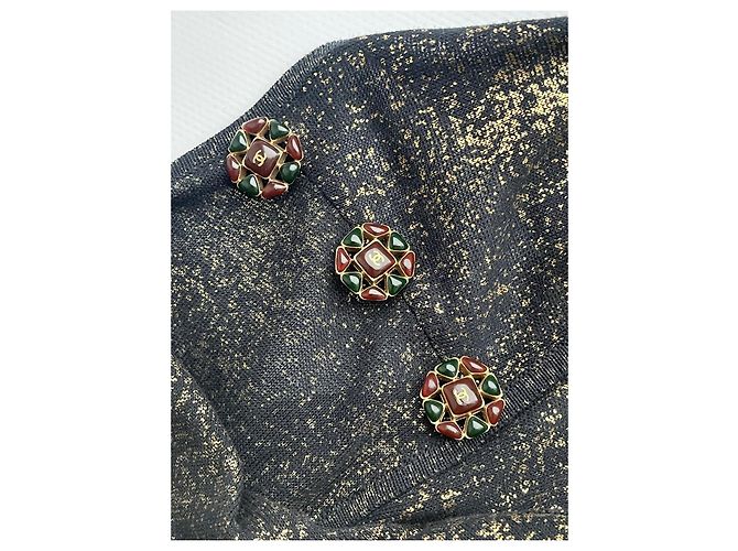 Chanel Strickkleid Maxilänge Metallisch Schwarz Gold Golden - Ansicht 13