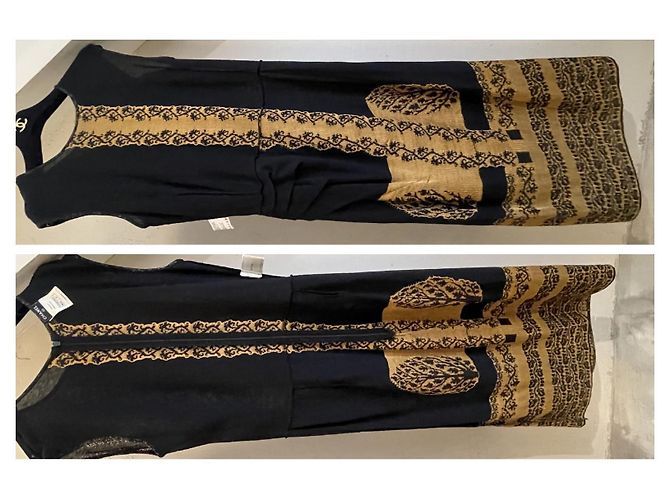 Chanel Strickkleid Maxilänge Metallisch Schwarz Gold Golden - Ansicht 14