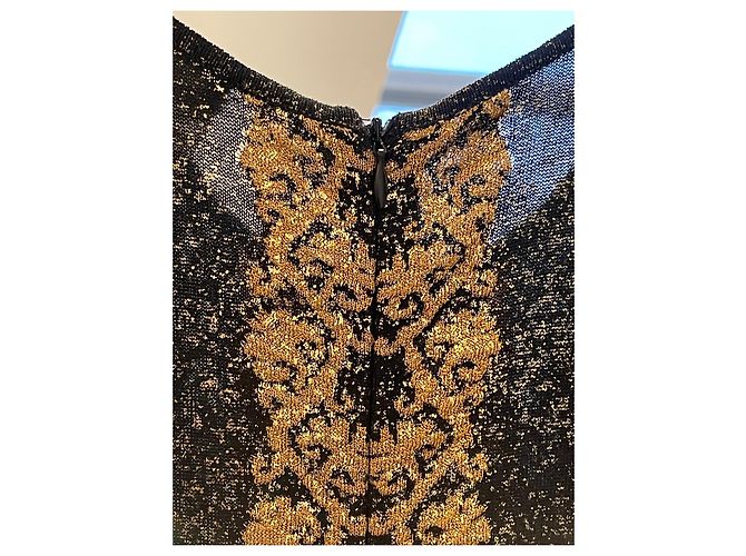 Chanel Strickkleid Maxilänge Metallisch Schwarz Gold Golden - Ansicht 15